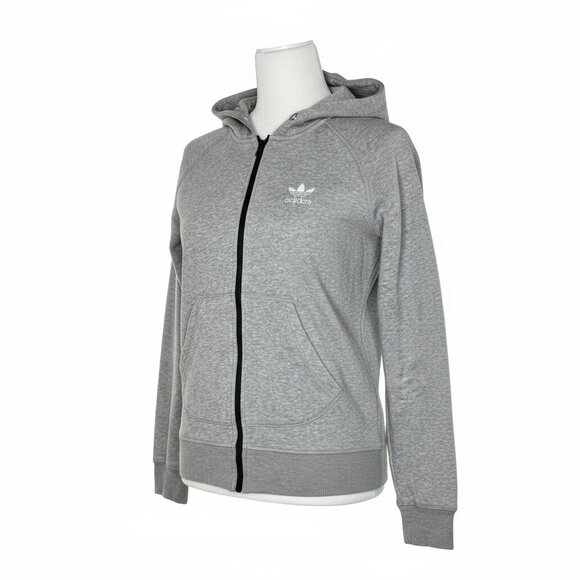 Adidas Originals Gray Essentials Full Zip Hoodie – Size Small - Picture 2 of 7